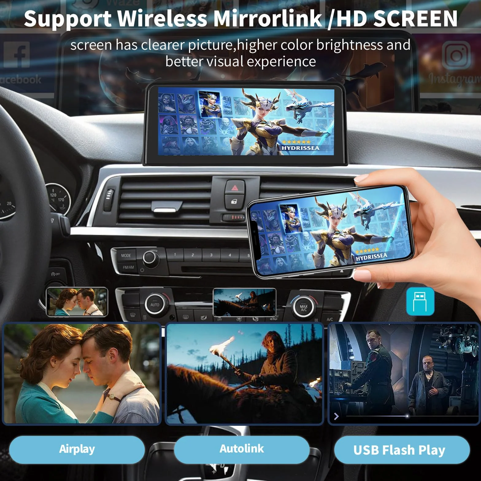 Bezprzewodowa CarPlay/Android Auto 10.25'' Multimedia Radio Linux Ekran dotykowy dla BMW 3 4 Serie F30/F31/F33/F34/F36 2012-2016 NBT System AirPlay/Autolink/USB HD Rozdzielczość 1920 * 720