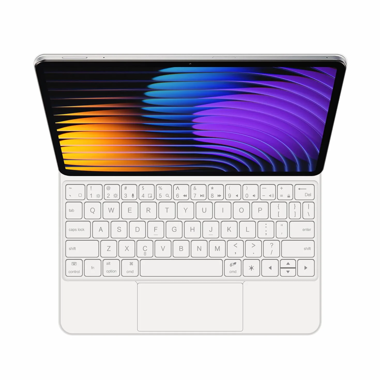 Etui na klawiaturę do Xiaomi Mi Pad 8/8 Pro 11,2" 2025, magnetyczny stojak na płozach, ultracienkie etui ochronne z podświetlaną klawiaturą, białe