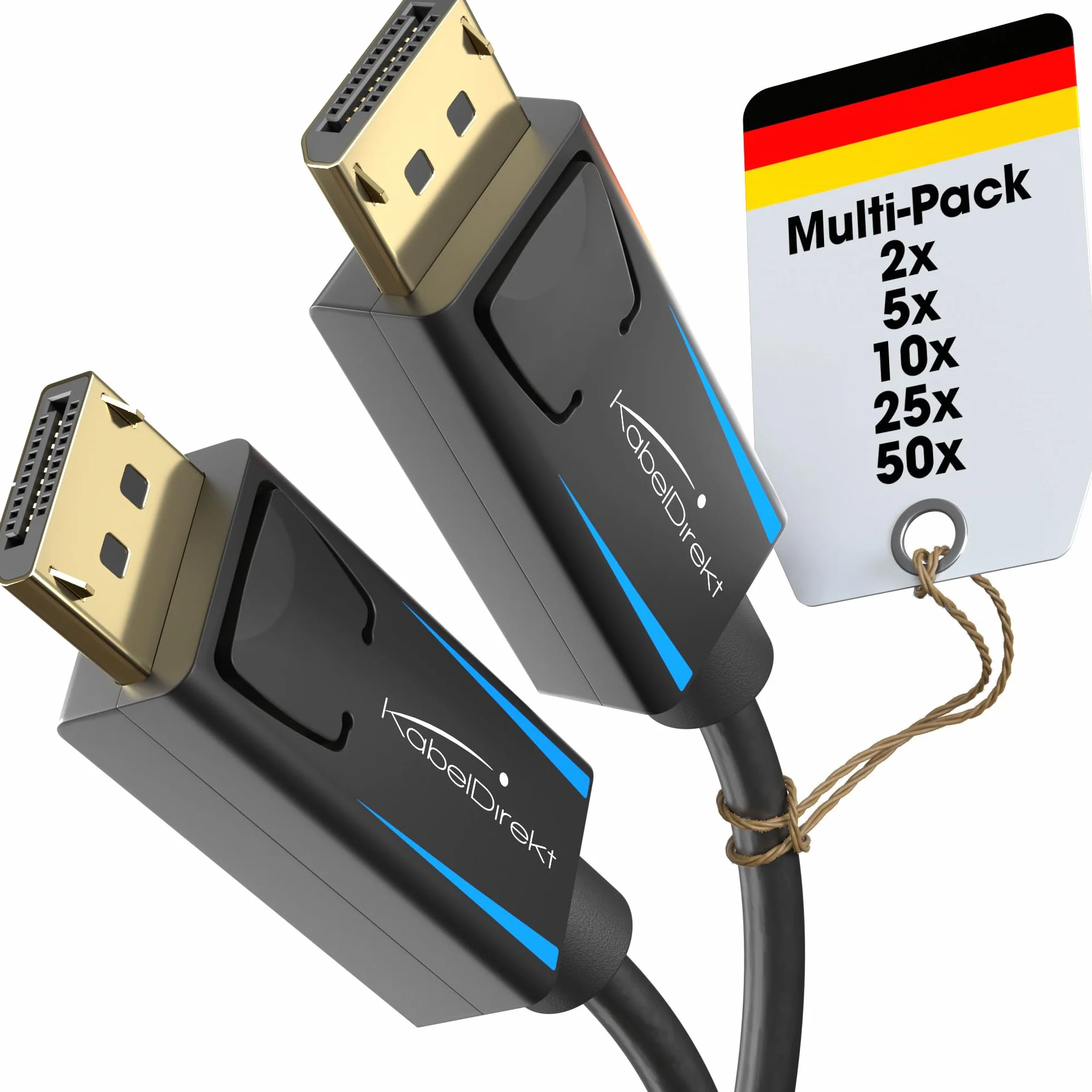 KabelDirekt – Kabel DisplayPort 4K & 8K – 10x2m | DisplayPort 1.4, 8K@60Hz na komputerach PC, monitorach