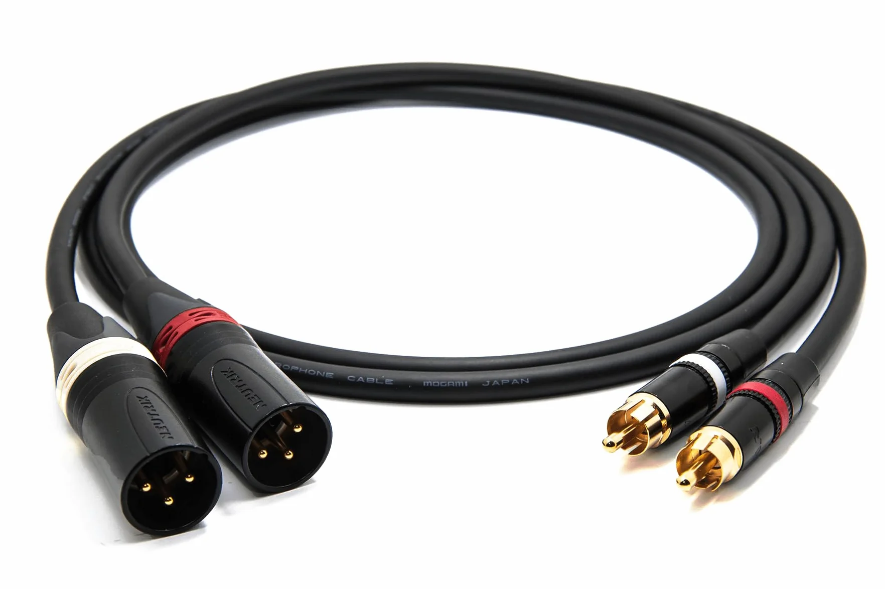 Mogami 2534 kabel poczwórny stereo, para (L,P) wtyk Neutrik Gold RCA - męski XLR, HiFi 10 m