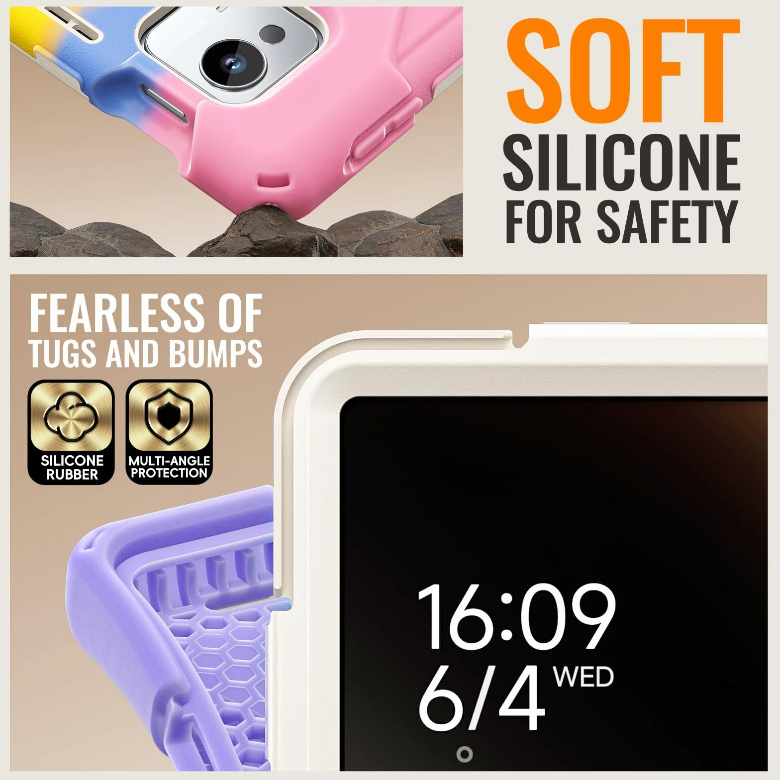 Wytrzymałe etui ochronne kompatybilne z Xiaomi Pad 7 Ultra 35.6 cm 2025, odporna na wstrząsy obudowa klasy wojskowej z obrotowym stojakiem o 360° i wbudowaną osłoną ekranu (C Pink)