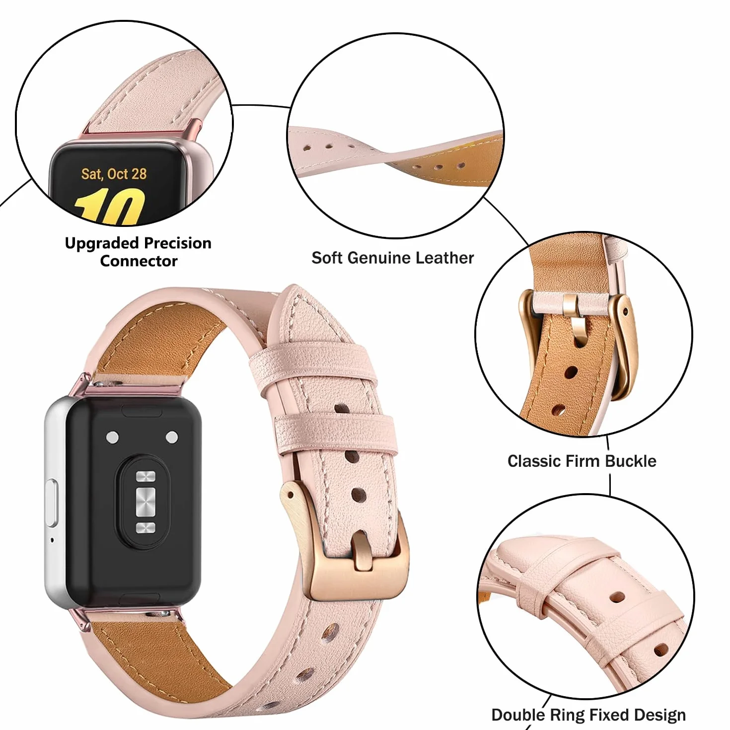 Issinlky Opaska kompatybilna z Samsung Galaxy Fit 3, prawdziwa skórzana opaska zastępcza dla Samsung Galaxy Fit 3 SM-R390 opaska