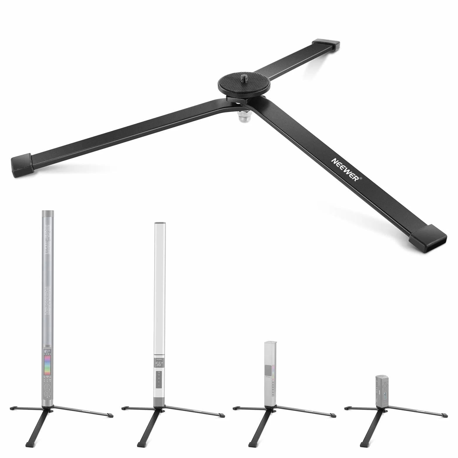 NEEWER CTN5 metalowa podstawa do statywu TL120C TL60 CL124 Tube Light Wall Stick, bardzo stabilne, składane nogi statywu ręcznego ze śrubą 1/4", podkładka silikonowa, 3"/8 cm Low Angle