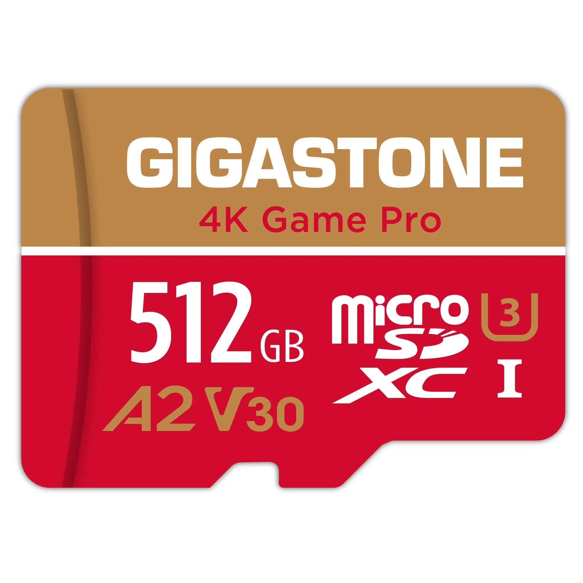 Gigastone Karta pamięci z serii 512 GB, 4K Game Pro, idealna do Nintendo Switch, duża prędkość do 100 MB/s. do 4K UHD Video Console do gier, A2 U3 V30 Micro SDXC z adapterem SD.