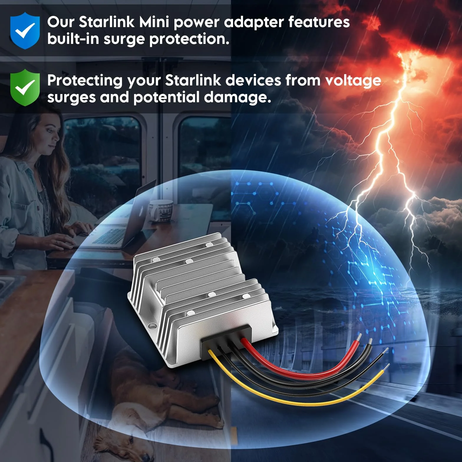 XLTTYWL Star Link Mini adapter 12 V DC-DC 144 W, Starling Mimi max 12 V do 48 V 3 A zasilacz z kablem DC 2 m do Mini Starling Dishy