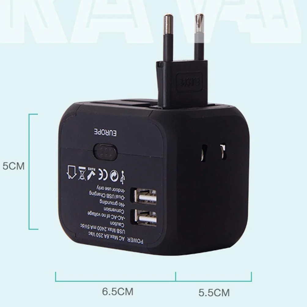 Przenośny Travel International Carging Conversion Soiceniversal Adapter podróży, Universal Plug Socket Power Converter (Color : C, Rozmiar : 4usb (5.5 * 6.5 * 5cm))