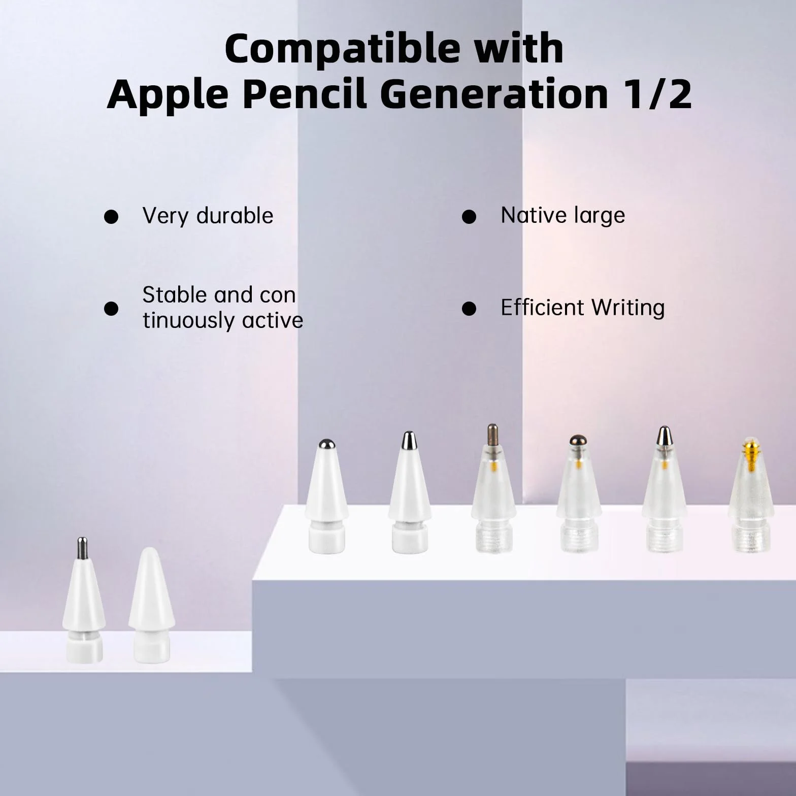 Końcówka do Apple Pencil 2. generacji, 8 sztuk końcówek zamiennych do Apple Pencil 1. generacji i 2. generacji, odporny na zużycie, precyzyjny, z tworzywa sztucznego i metalu, biały