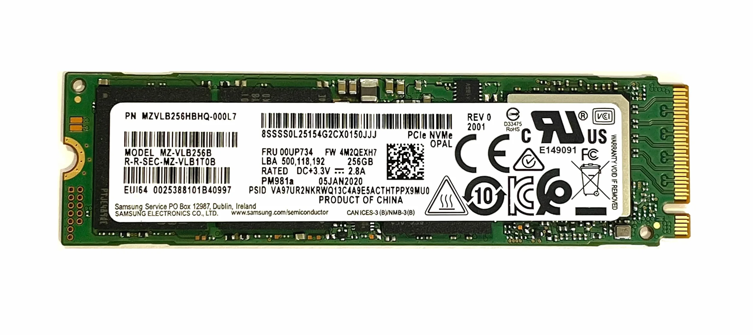 Samsung PM981 256 GB M.2 PCIe NVME dysk SSD OEM (2280) MZVLB256HBHQ