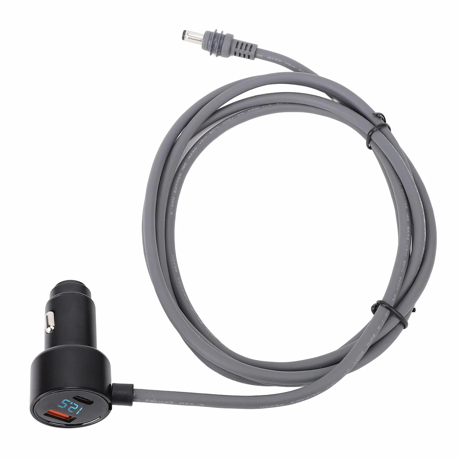 Ejoyous Kabel Zasilający 12V 24V DC Kabel Zasilający 18AWG do Zapalniczki Samochodowej z Wyświetlaczem Cyfrowym Guma Miedź Stop Aluminium Plug and Play do Samochodu Ciężarowego RV Boat (10 m)