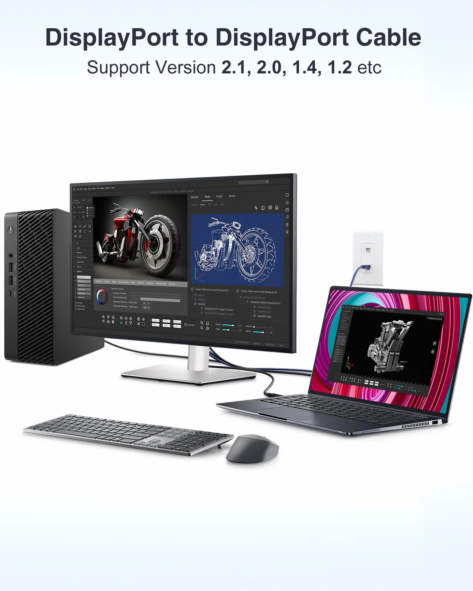 Ubluker 10K 8K 4K Kabel DisplayPort 2.1 54Gbps 2.5M, Certyfikat Kabel DP-DP 4K 240Hz 165Hz 144Hz 120Hz 10K 8K 60Hz Nylonowy Oplot UHBR HDCP2.3 FreeSync G-Sync RTX5090 Monitor PC Projektor