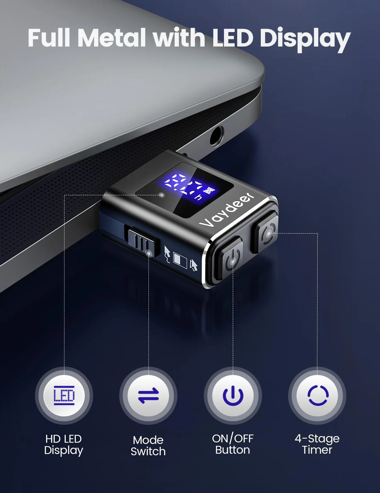 VAYDEER Symulator myszy USB z timerem LED, niewykrywalny ruch myszy z automatycznym wyłączaniem, tryb podwójnego ruchu, cichy, Plug & Play, dla Windows, Mac, Linux, edycja aluminiowa 2025