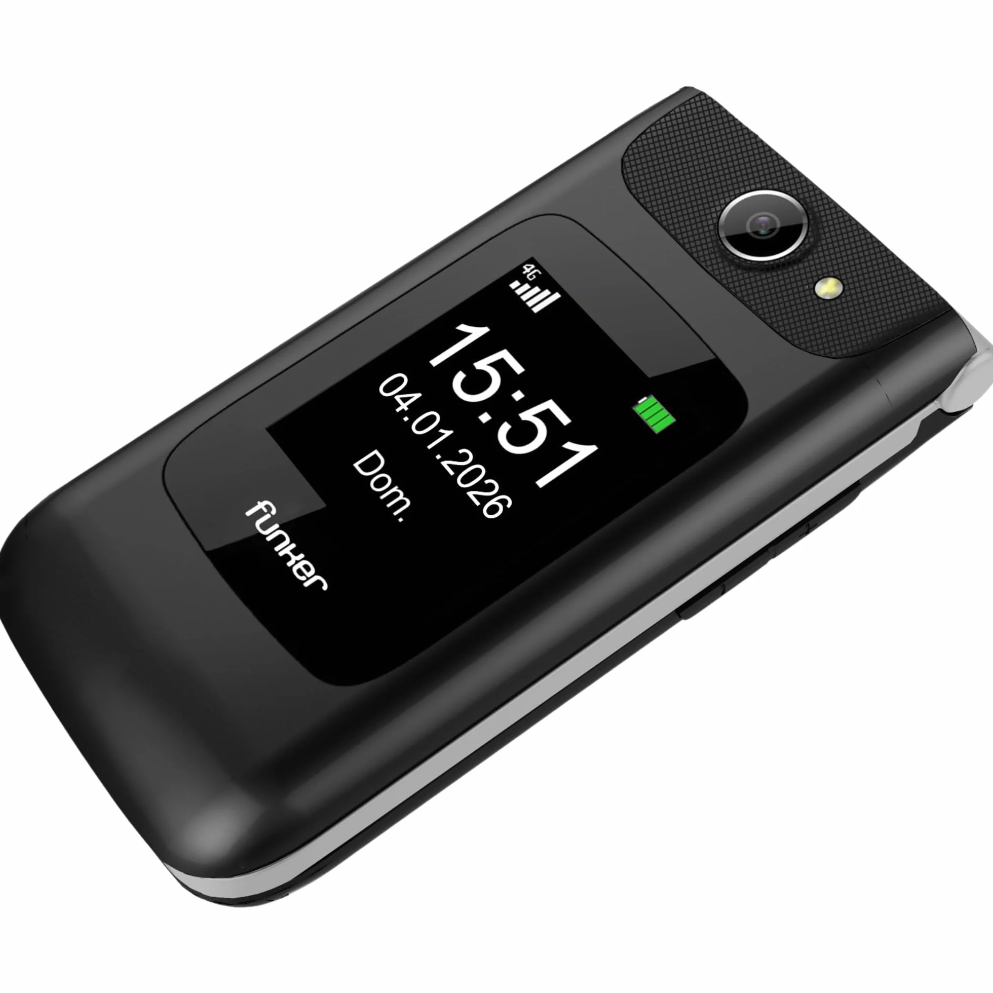 Funker C250 Comfort Power 4G - telefon komórkowy z klapką dla seniorów, stacja ładująca, klawiatura o wysokim kontraście, przycisk SOS, łatwy w użyciu, 3 bezpośrednie wspomnienia, bateria 1450 mAh