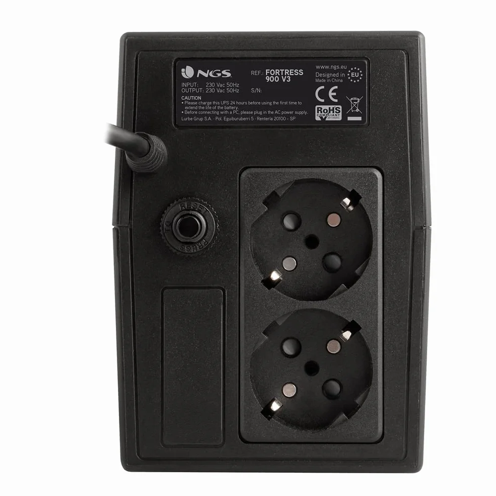 NGS FORTRESS900V2 - Zasilacz Awaryjny, Off Line UPS 600 VA, Stałe Napięcie Wyjściowe 360W, na 2 Wtyczki Schuko