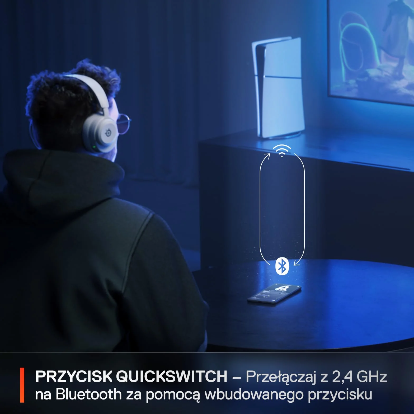 SteelSeries Arctis Nova 5P - Słuchawki wi-fi do gier - Neodymowe przetworniki magnetyczne - Ponad 100 ustawień wstępnych dźwięku - 60 godz baterii - 2,4 GHz lub BT - Mik. Gen2.X – PS5, PS4, PC,mobile