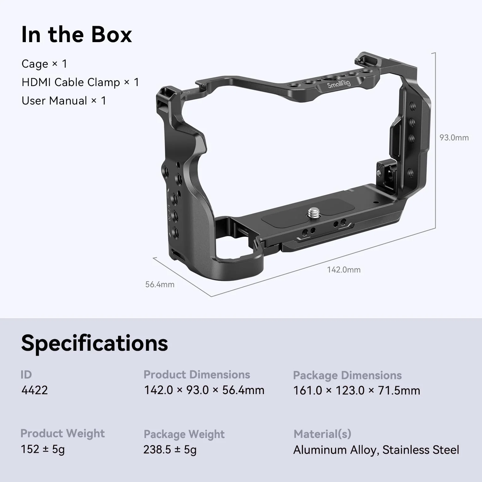 SMALLRIG Cage Zestaw Klatek dla Sony A7C II / A7CR z Zaciskiem Kablowym do HDMI, Pełnym Dostępem do Tworzenia Vlogów Klatka do Kamery Wideo dla Sony Alpha 7C II/Alpha 7CR z Ramieniem Zawiasu - 4422