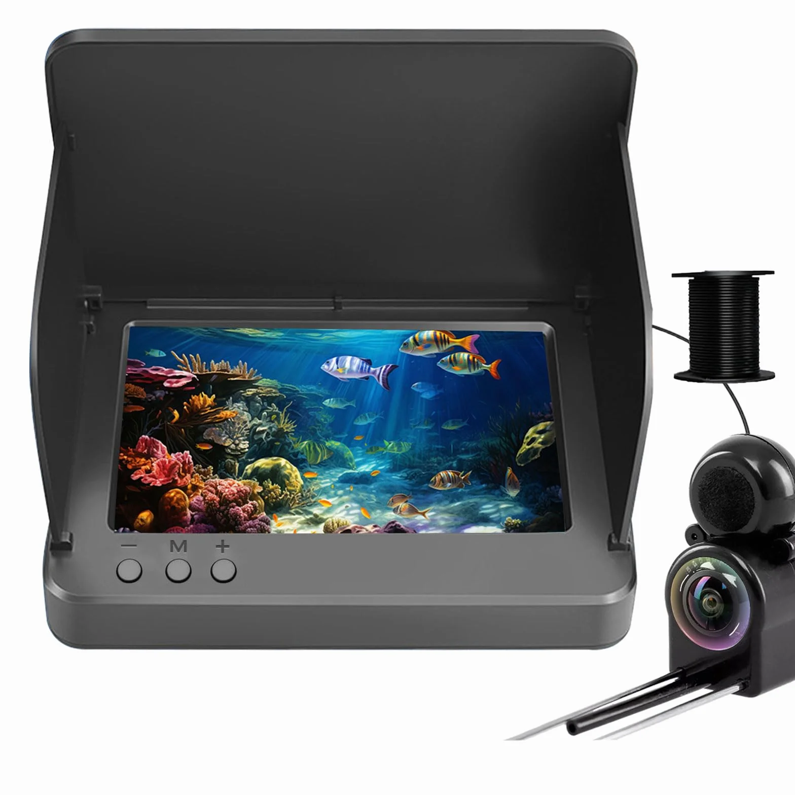Podwodna kamera wędkarska z wyświetlaczem 4,3", przenośny FishFinder z noktowizorem, szeroki kąt widzenia 195°, FHD, wodoszczelność IP67, kabel 20 m – do łowienia na lodzie, rzece i łodzi
