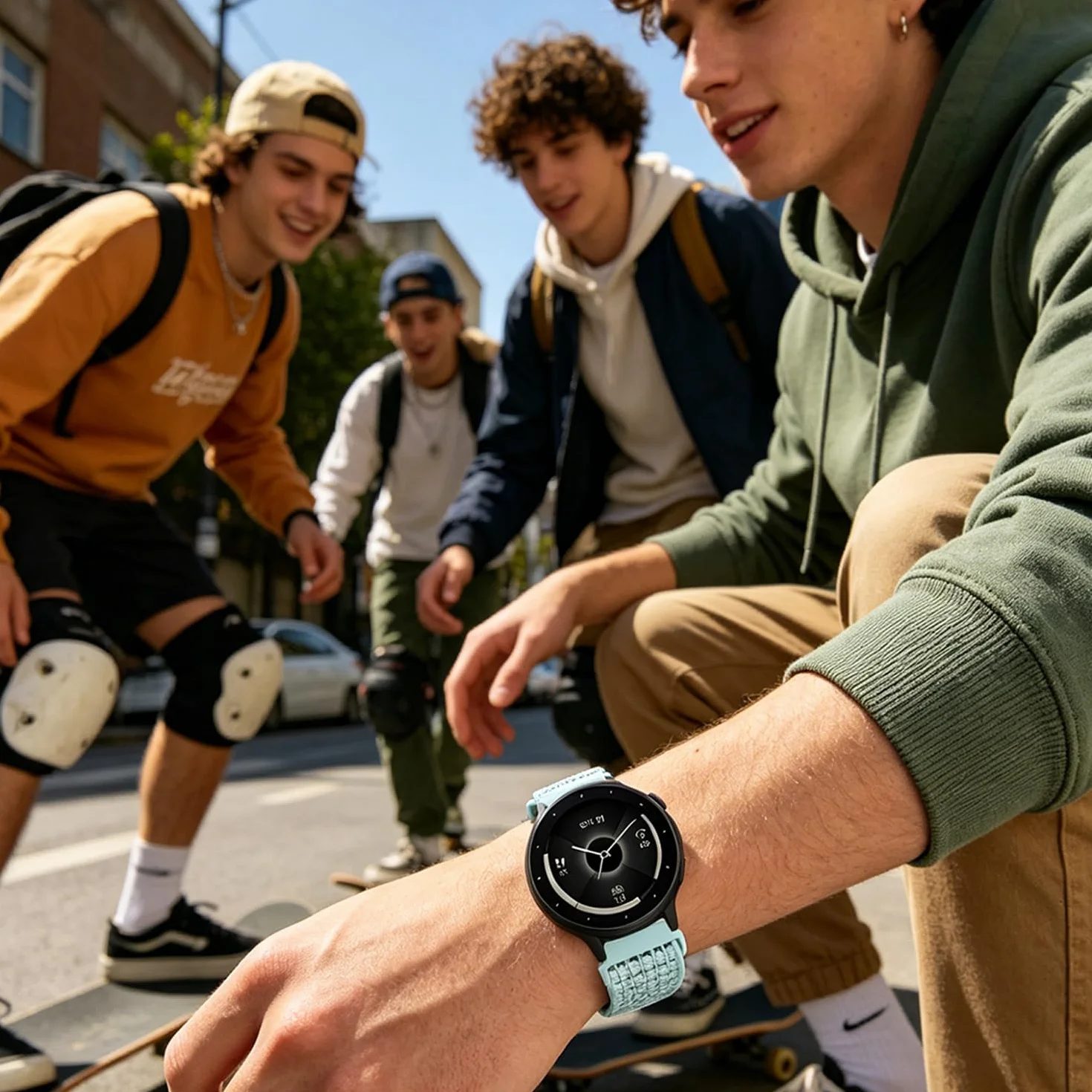 18mm 19mm 20mm 22mm Elastyczny nylon Pasek zegarka Garmin/ID205L/Galaxy/Amazfit/Huawei/Coros,oddychający magnetyczny Nylon sport Pasek