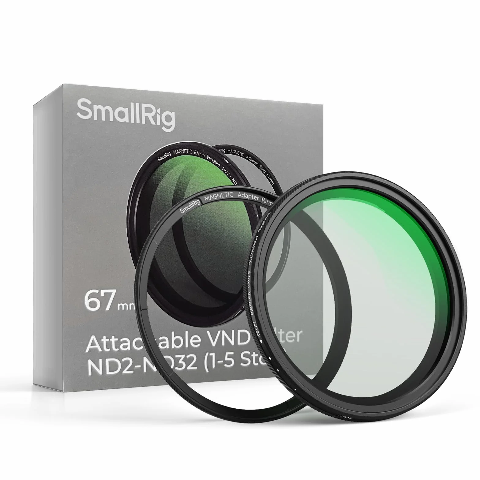 SMALLRIG 67mm Magnetic Variable ND Filter ND2-ND32 (1-5 Przystanków)+67mm Gwintowany Pierścień Filtra, Szkło Optyczne No X Cross HD Wodoodporne, Magnetyczne, Regulowany Filtr Neutralnej Gęstości -4581