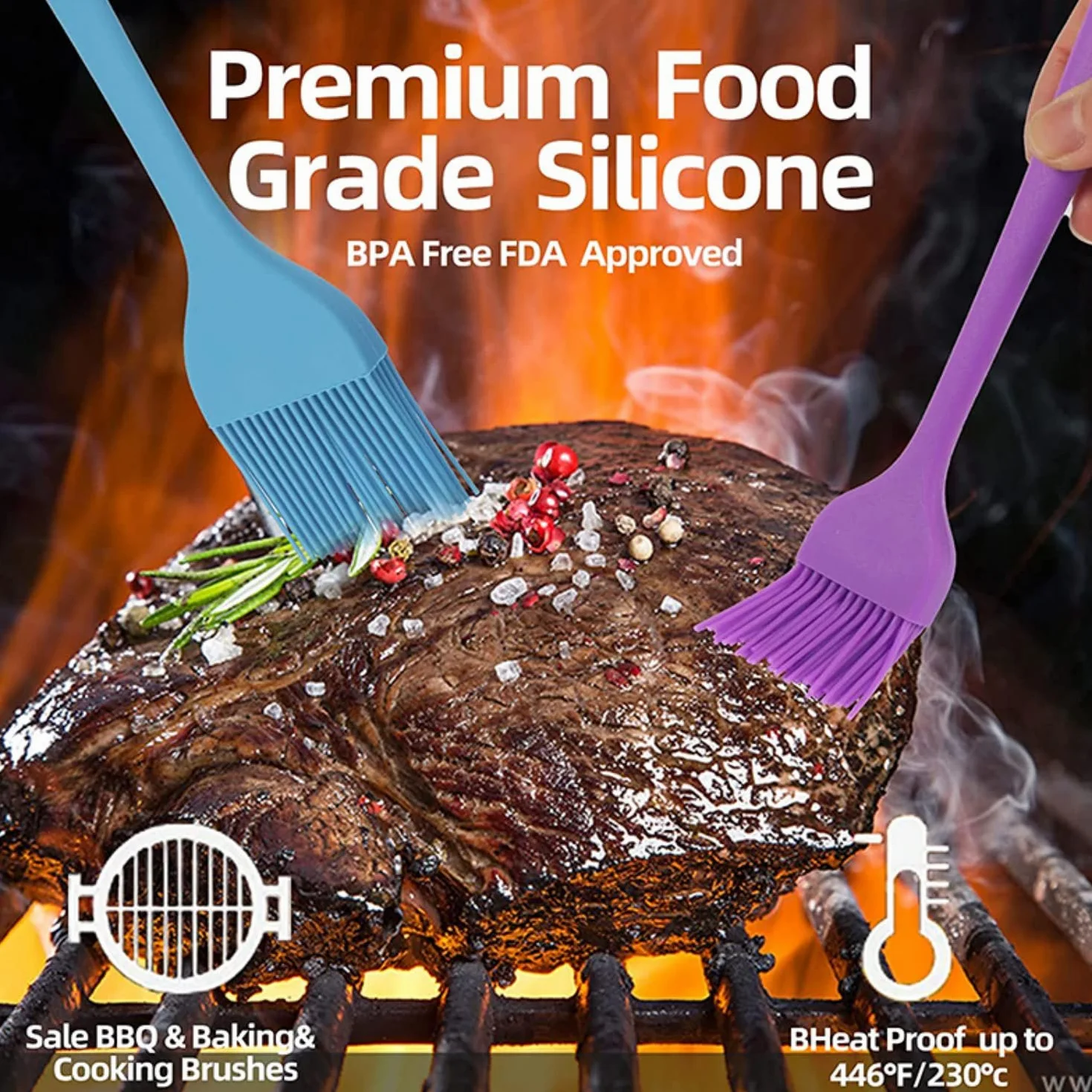 Silikonowe pędzle kuchenne zestaw 2 sztuk 21 cm do gotowania BBQ