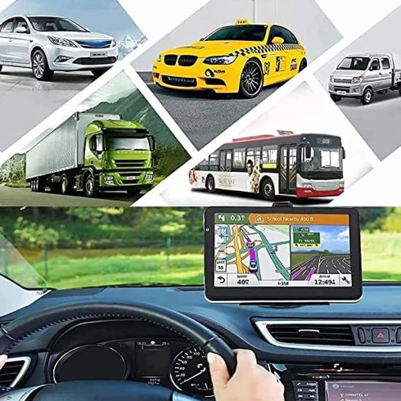 7-calowy System Nawigacji GPS Do Samochodu Z Mapami 47 Krajów, Samochodowy System Nawigacji GPS Z Ekranem Dotykowym Pamięć 8G, Nawigacja Satelitarna, Kody Pocztowe I POI, Ostrzeżenia O Fotoradarac