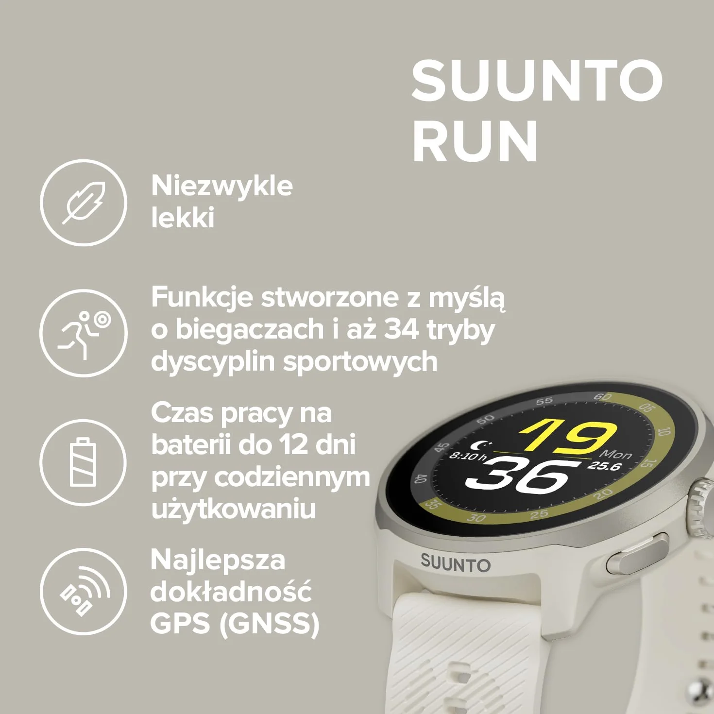 SUUNTO Run Zegarek GPS do biegania, lekki z 4 GB muzyką offline | Podwójne pasmo GNSS, 12 dni pracy na baterii, ponad 34 tryby sportowe, monitorowanie dziennej aktywności i regeneracji