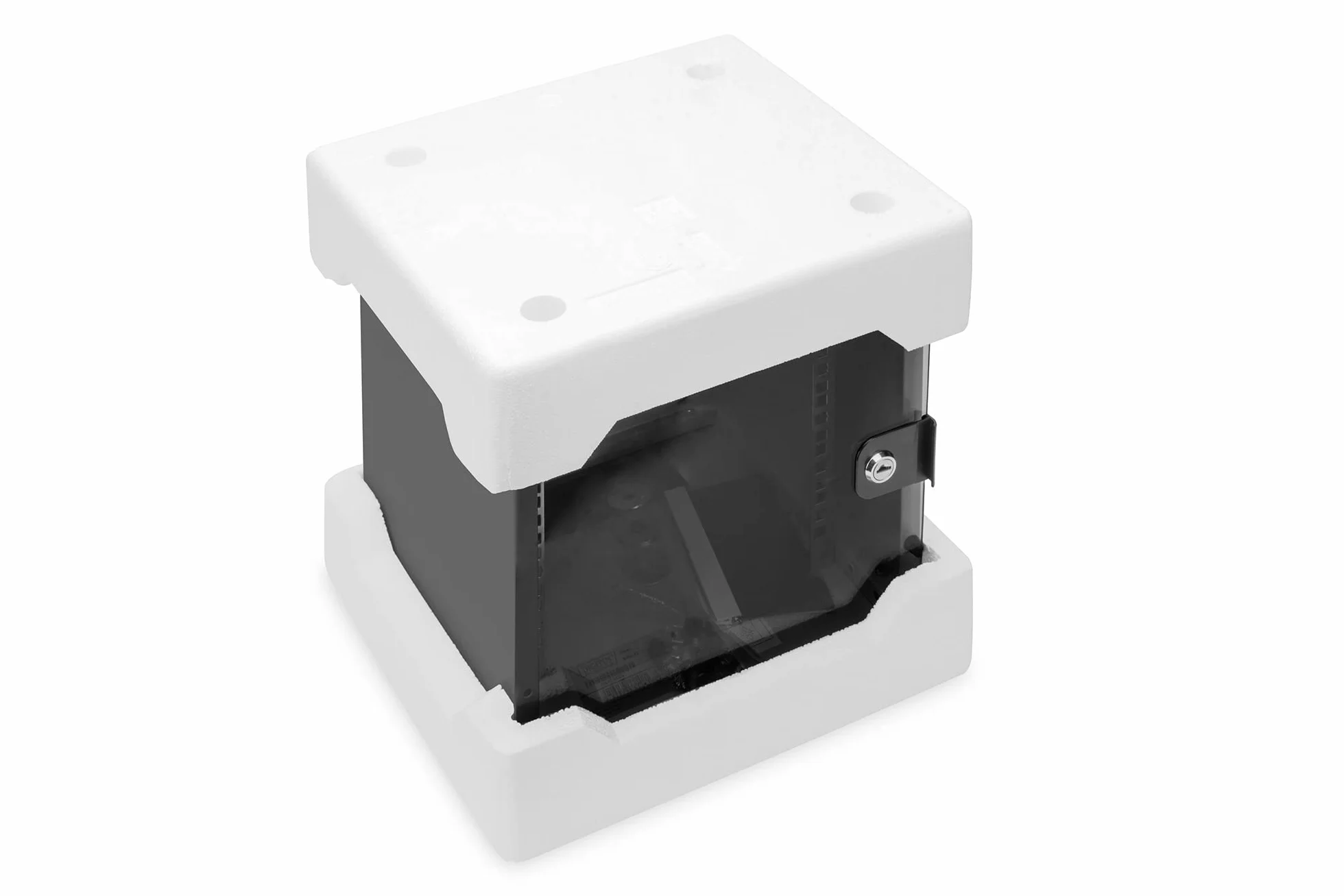 DIGITUS Szafka sieciowa 10 cali – 6U – montaż naścienny – wys. x szer. x gł. 330 x 312 x 300 mm – głębokość użytkowa 240 mm – nośność 30 kg – drzwi z bezpiecznego szkła – seria SOHO – czarny