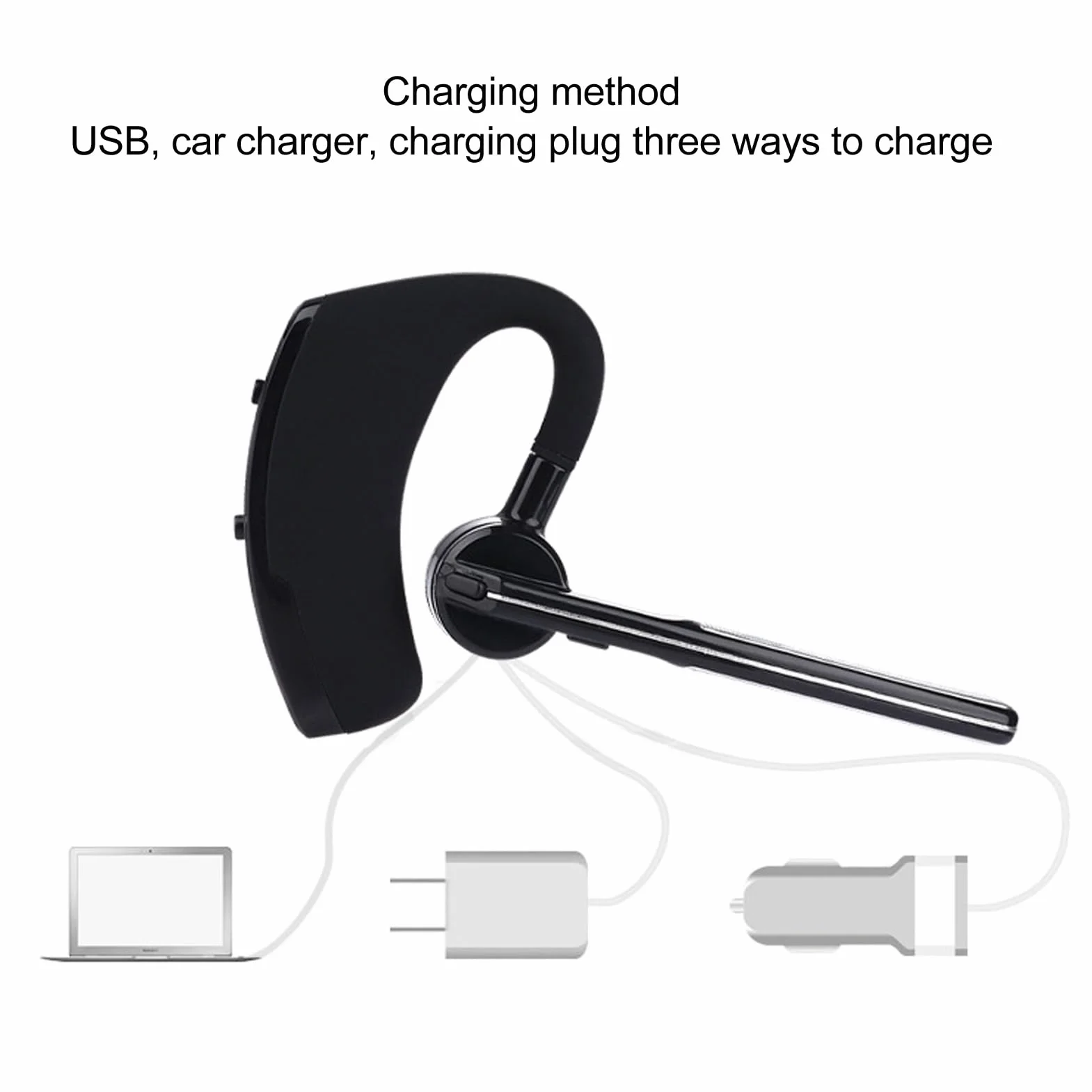 Słuchawki Bluetooth, bezprzewodowy zestaw głośnomówiący z mikrofonem, redukcja szumów, pojedyncze ucho, zestaw słuchawkowy Bluetooth, do telefonu, biznesu, biura, telefonu komórkowego