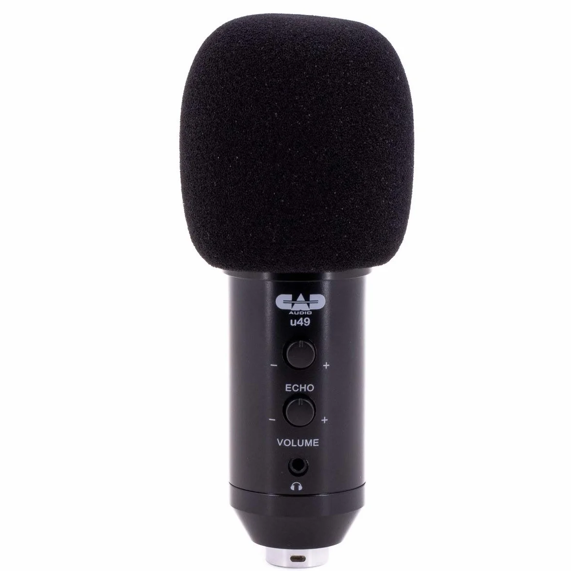 CAD AUDIO, U49 Mikrofon pojemnościowy USB z dużą membraną (charakterystyka: kardioidalny, 20 Hz - 20 kHz, zintegrowany konwerter A/D, do MAC lub PC, w tym: kabel USB, szyba przednia, zacisk i stojak