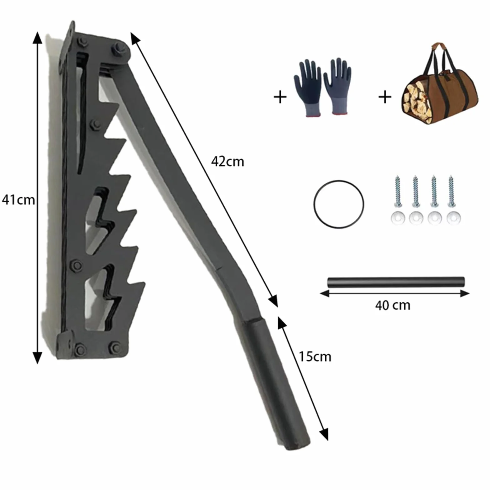 Ręczny rozdzielacz do drewna, 2023 New Wall Mount Firewood Splitter Suit, ze stali węglowej, do użytku wewnątrz i na zewnątrz (zestaw 4)