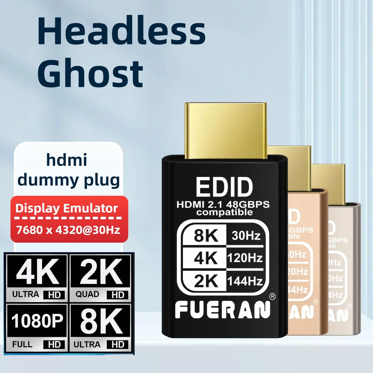 4K 120 Hz HDMI 2.1 Dummy Plug, Virtual Display Emulator, displayport Dummy Plug 4K 120 Hz, adapter wyświetlacza Headless Ghost, monitor 8K EDID 3840 x 2160 @120 Hz (8K/30Hz-4K/120Hz-3P)