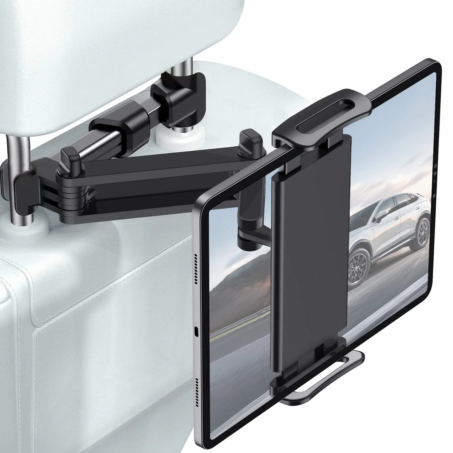 Uchwyt na tablet samochodowy, zagłówek samochodowy z obsługą 360 obrót dla iPada 4,7-12,9 cala, iPhone, Galaxy Tab, Huawei Mediapad, Switch i smartfony
