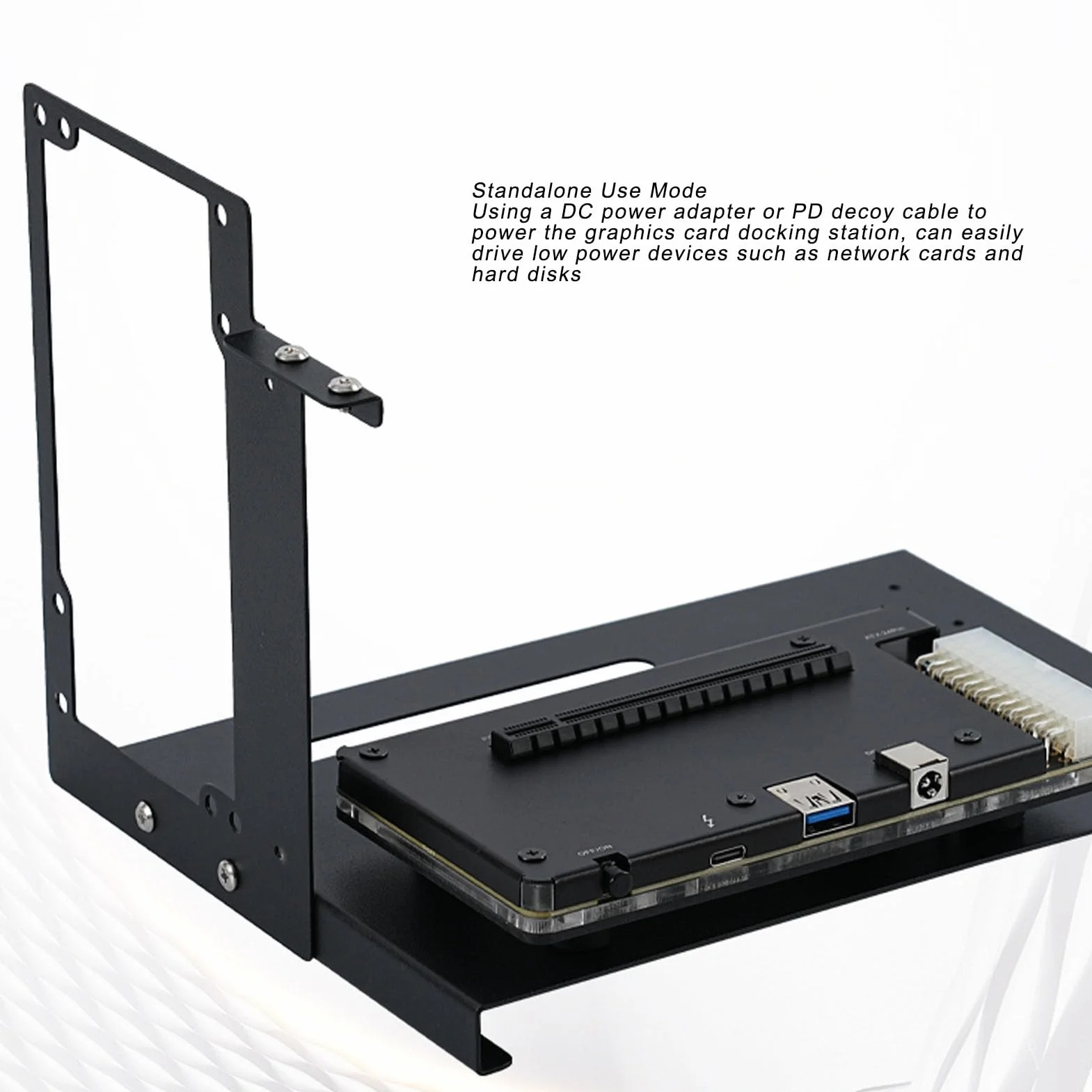 Luocute Stacja Dokująca Karty Graficznej, Zewnętrzna Stacja Dokująca GPU z Gniazdem PCIE 16X Interfejs ATX24Pin Kabel Danych 1 M Wspornik ATX