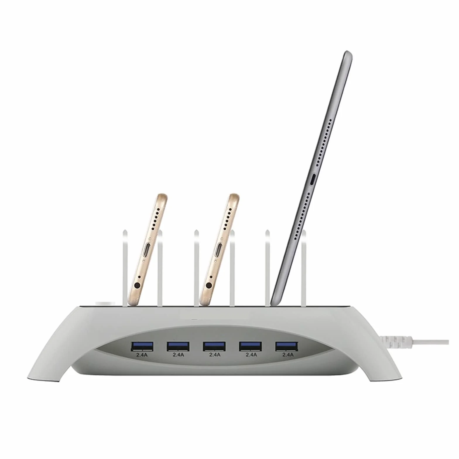 Wielofunkcyjna ładowarka USB, 60W 5-portowa ładowarka USB 12A Stacja dokująca do ładowarki biurkowej Stacja dokująca do ładowania Telefon Zasilacz sieciowy