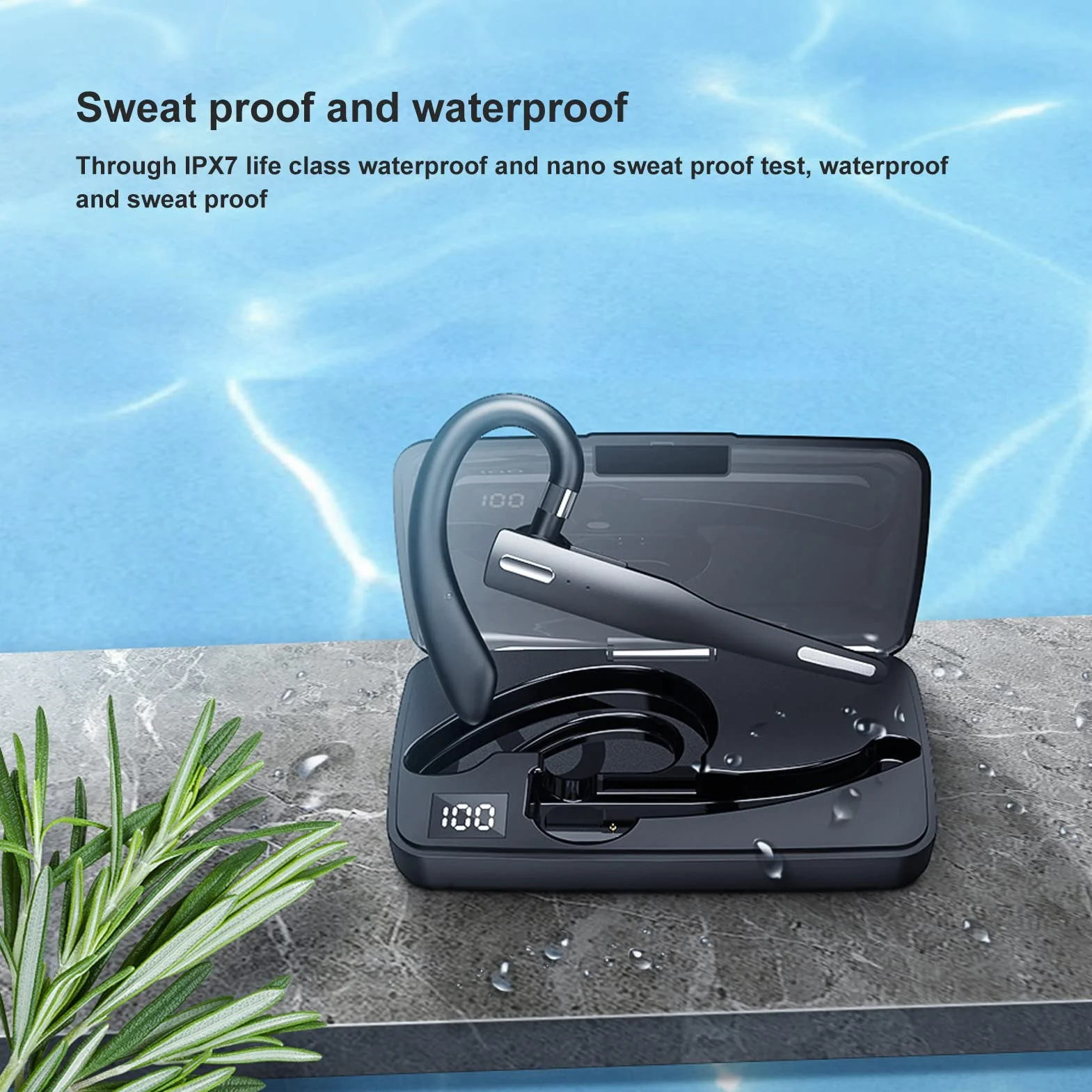Zestawy Słuchawkowe Bluetooth z Mikrofonem V5.1 Zestaw Głośnomówiący Bluetooth Słuchawki Douszne Wodoodporne Słuchawki IPX7 do Jazdy/biznesu/biura z Systemem Android/iOS, Laptopa