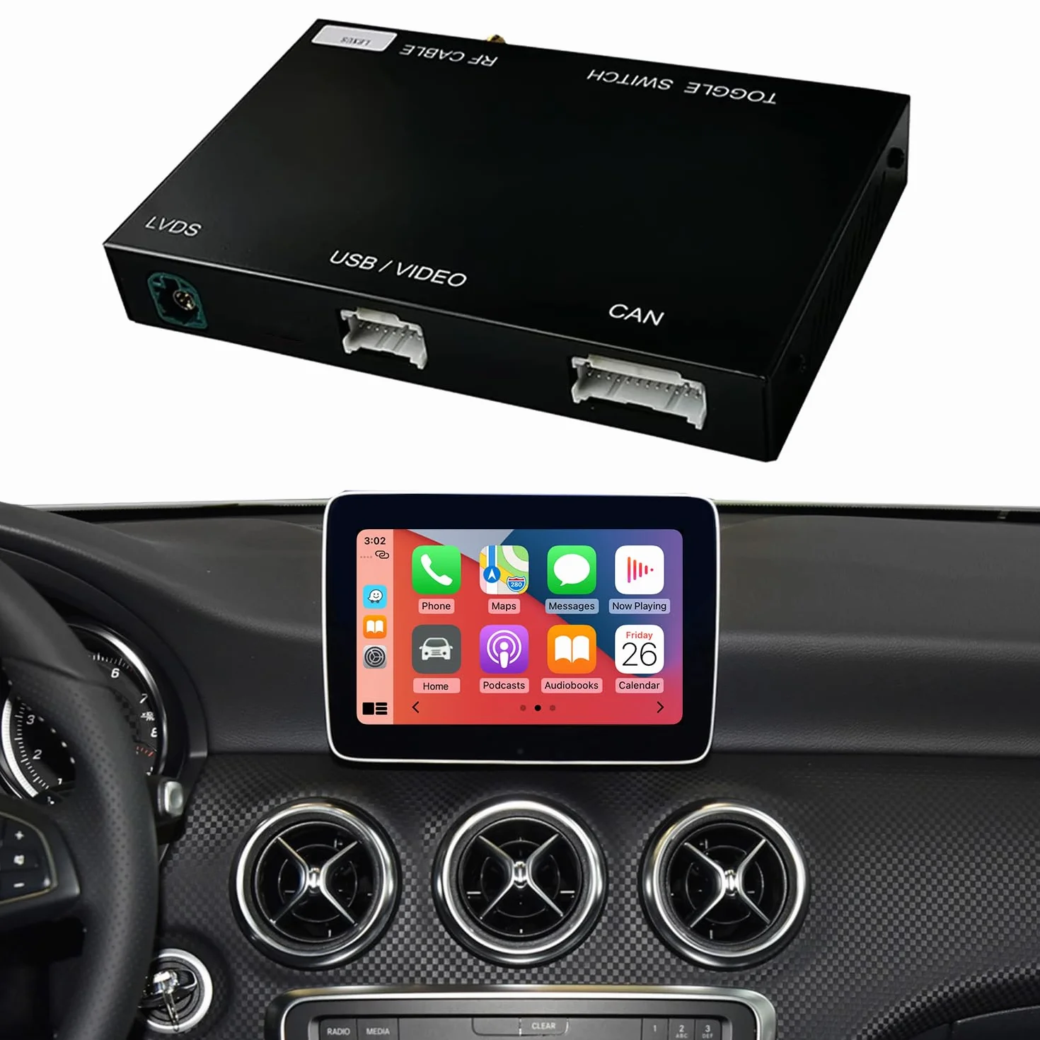 Road Top Bezprzewodowy Carplay Android Auto Retrofit Kit Dekoder dla Mercedes Benz GLC C V A Klasa B W205 W246 W447 X156 C117 X253 C253 2015-2018 Rok NTG5.0