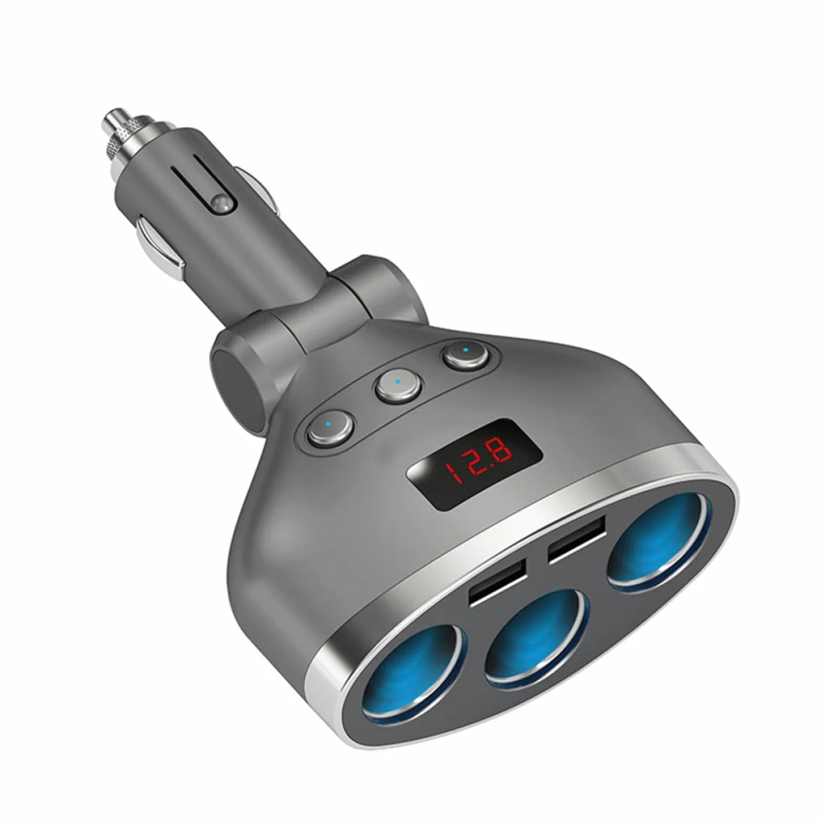 PACKOVE 3kawałki Adapter Samochodowy Gniazdowy z Podwójnym Usb i Wyświetlaczem Napięcia Ładowarka Do Gniazda Zapalniczki Szybkie Ładowanie Dla Telefonów Komórkowych i Czarny