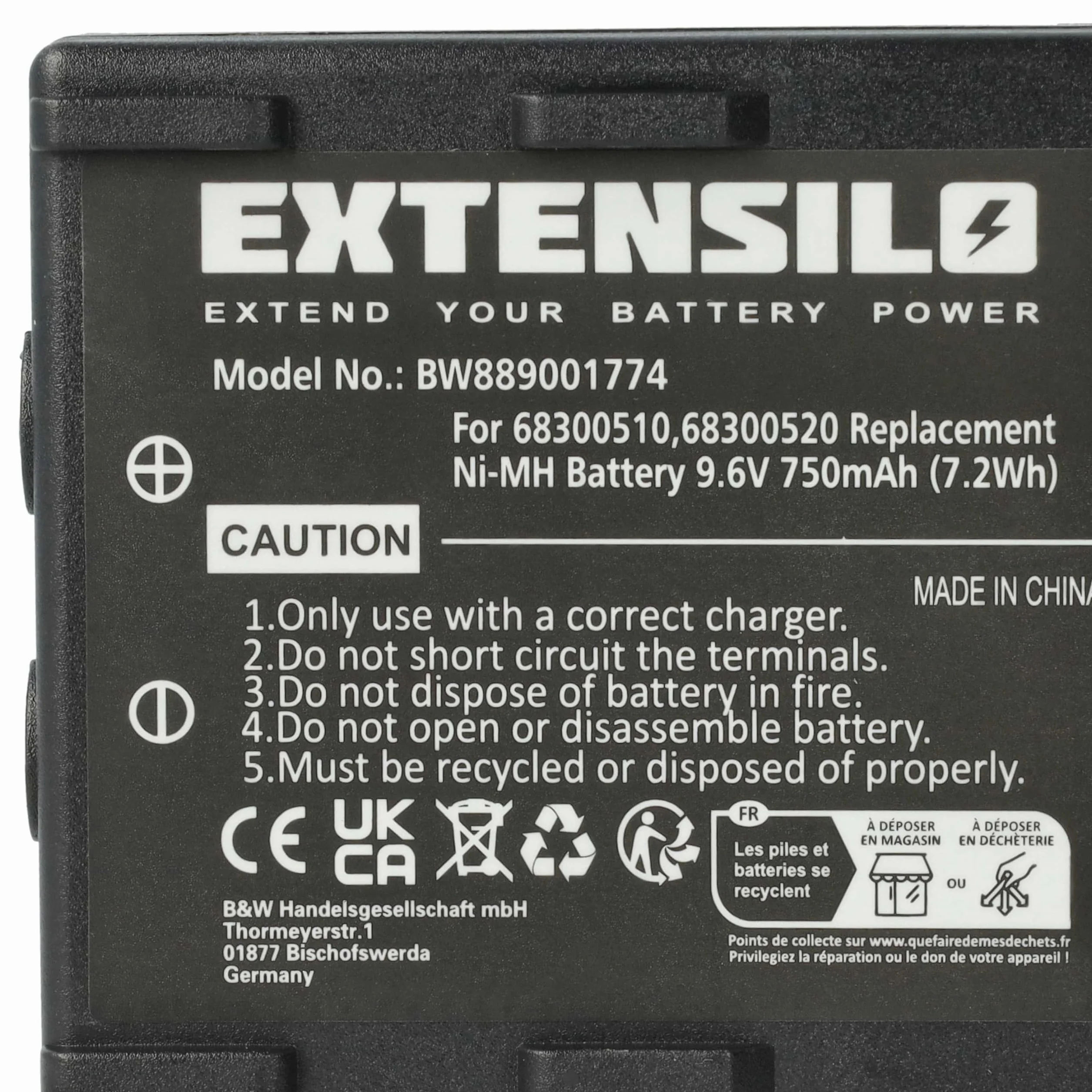 5 x bateria zastępuje Potain 68300520 do sterowania radiowego, pilota zdalnego sterowania (750 mAh, 9,6 V, NiMH) - czarny