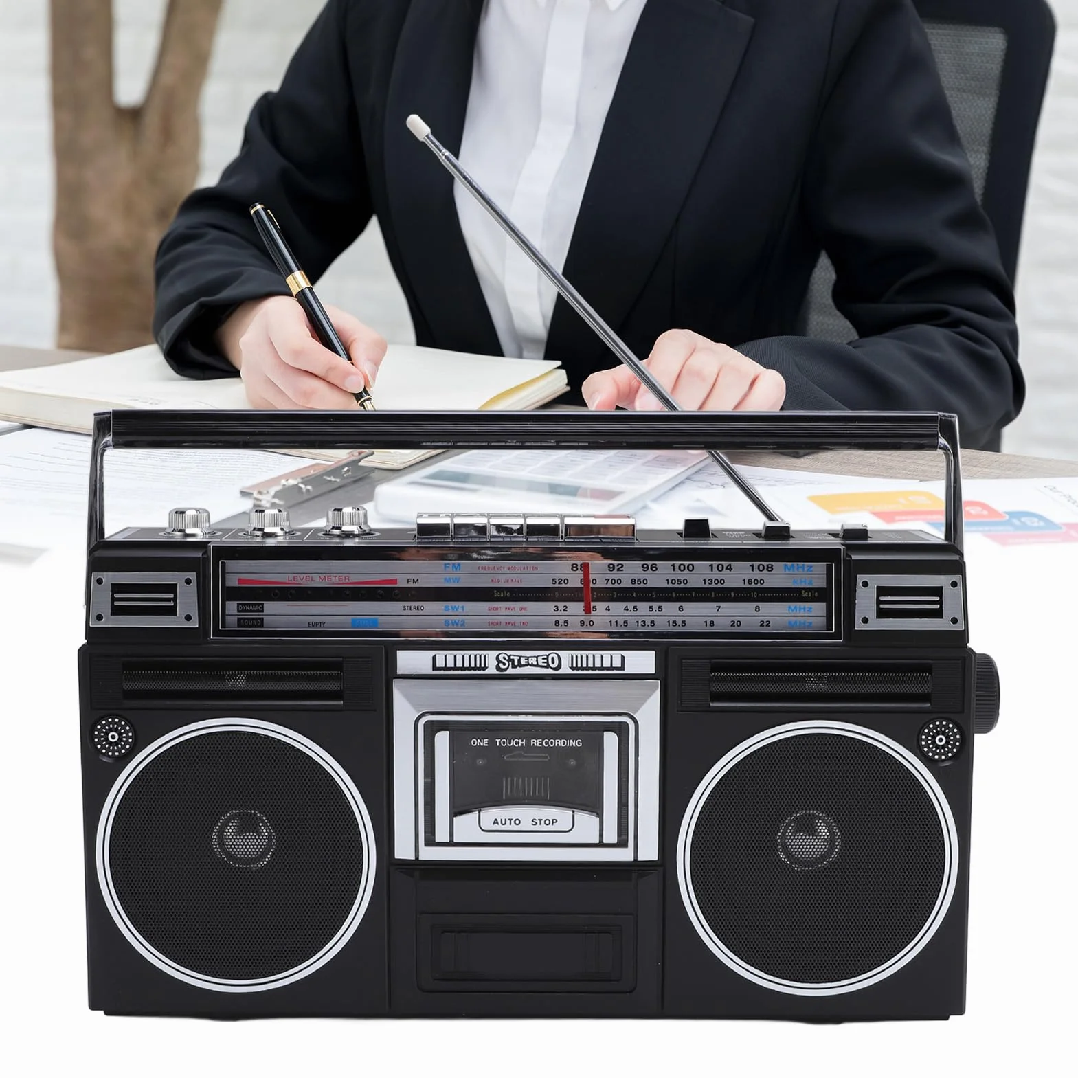 Bluetooth Cassette Player z 4 -zespołowym Radiem - Zabytkowe talię Taśmy z Odtwarzaniem USB/SD, Przenośne Przenośne Odtwarzacze w Stylu Retro, dla (wtyczka UE) (wtyczka UE)