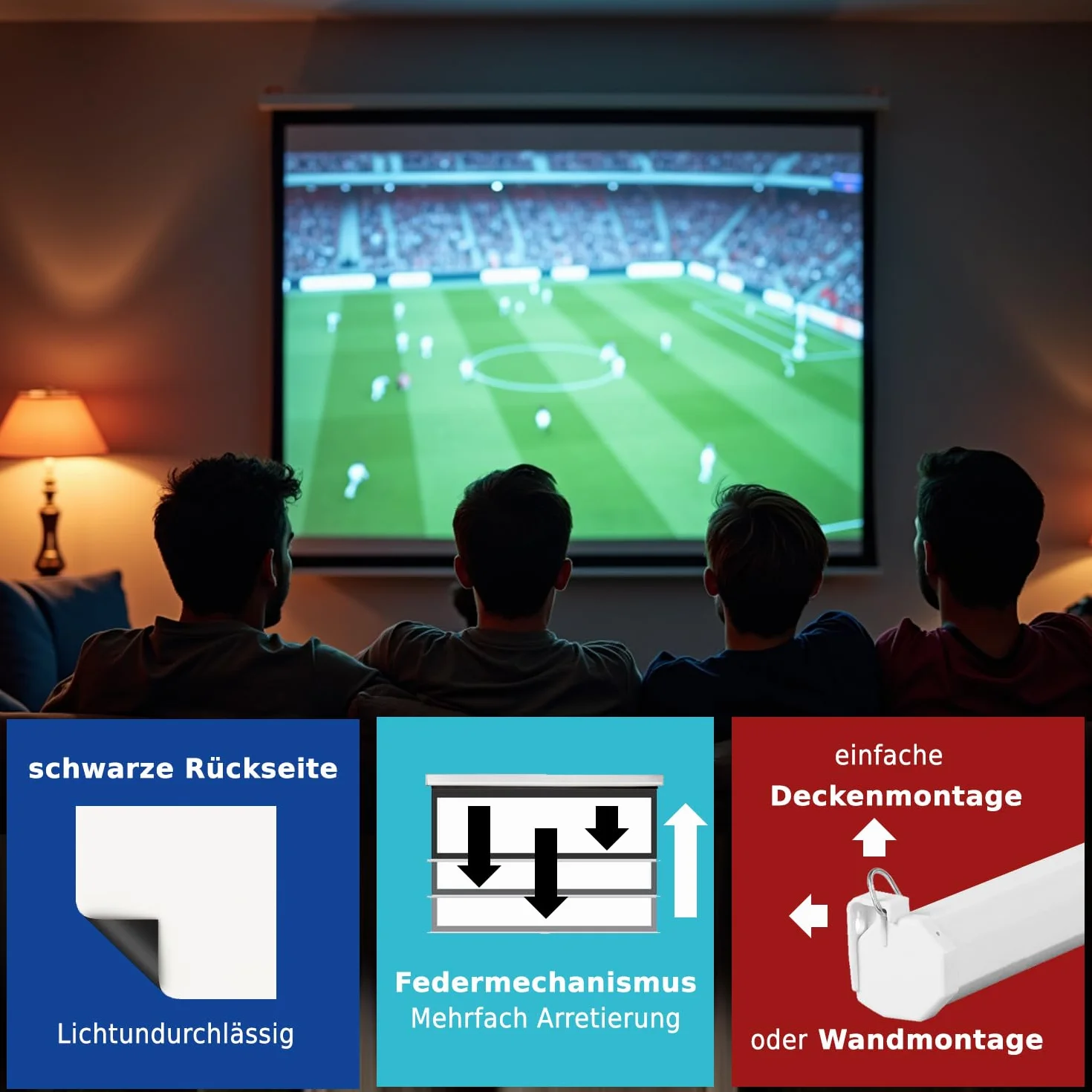 SlenderLine EcoSmart ekran zwijany 220 x 165 cm | 108 cali | format 4:3 | szerokość całkowita: 227 cm | optymalny do inteligentnych i mini projektorów | kino domowe płótno | sufit lub ściana | obudowa