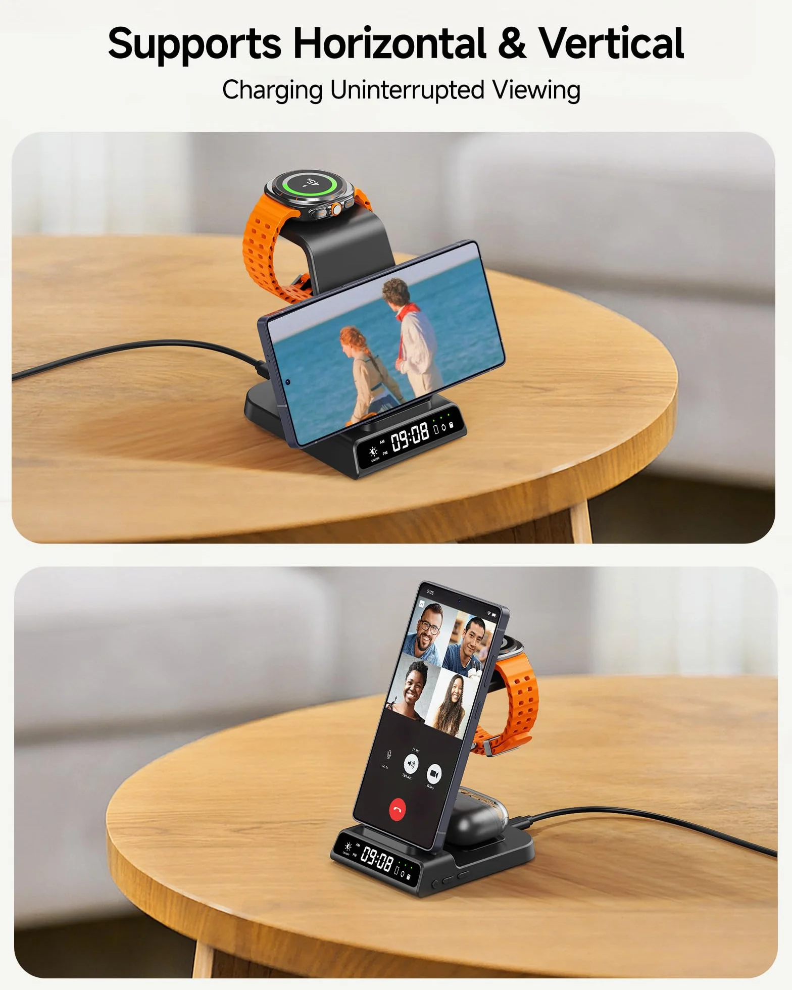 Bezprzewodowa ładowarka do Samsung Galaxy S24 Ultra/Z Flip 5/S23 Ultra/S23+, ładowarka do Galaxy Watch 6/6 Classic/5/4 i Buds 2/Pro