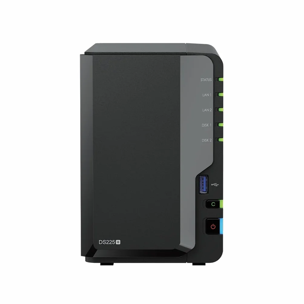 Synology DS225+ 12TB (Seagate Ironwolf 2x6TB) 2-Bay Plus Series - Intel Celeron J4125 Quad-Core, 2 GB DDR4 Non-ECC SODIMM, 1 x 2,5 GbE i 1 x Port LAN RJ-45 1GbE