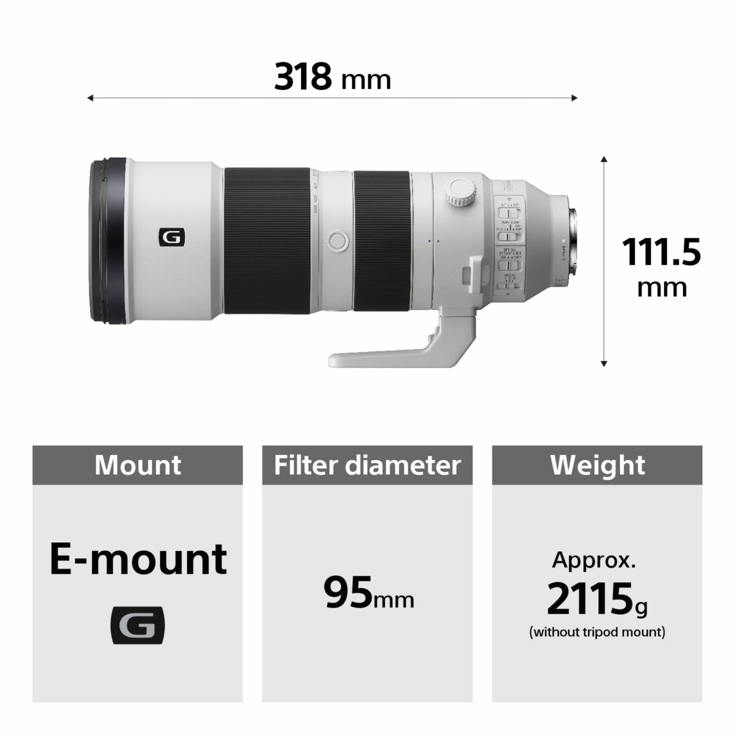 Sony 200–600 mm f/5.6–6.3 G OSS E-Mount teleobiektyw superzoom (idealny do dzikiej przyrody, sportu i natury)