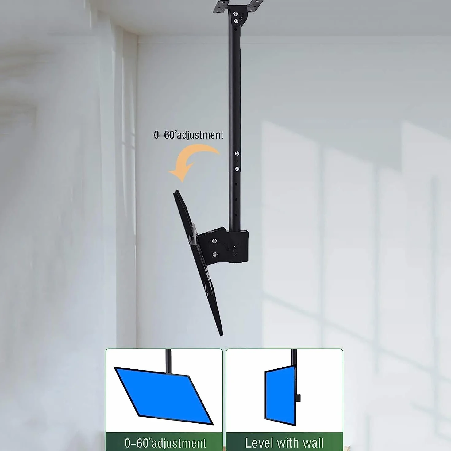 Uniwersalny Stojak Pod Telewizor, Wielofunkcyjny, Regulowany, Sufitowy Uchwyt Do Telewizora, Obrotowy I Pochylany, Pasuje Do Większości Telewizorów Lcd Z Płaskim Ekranem,1m