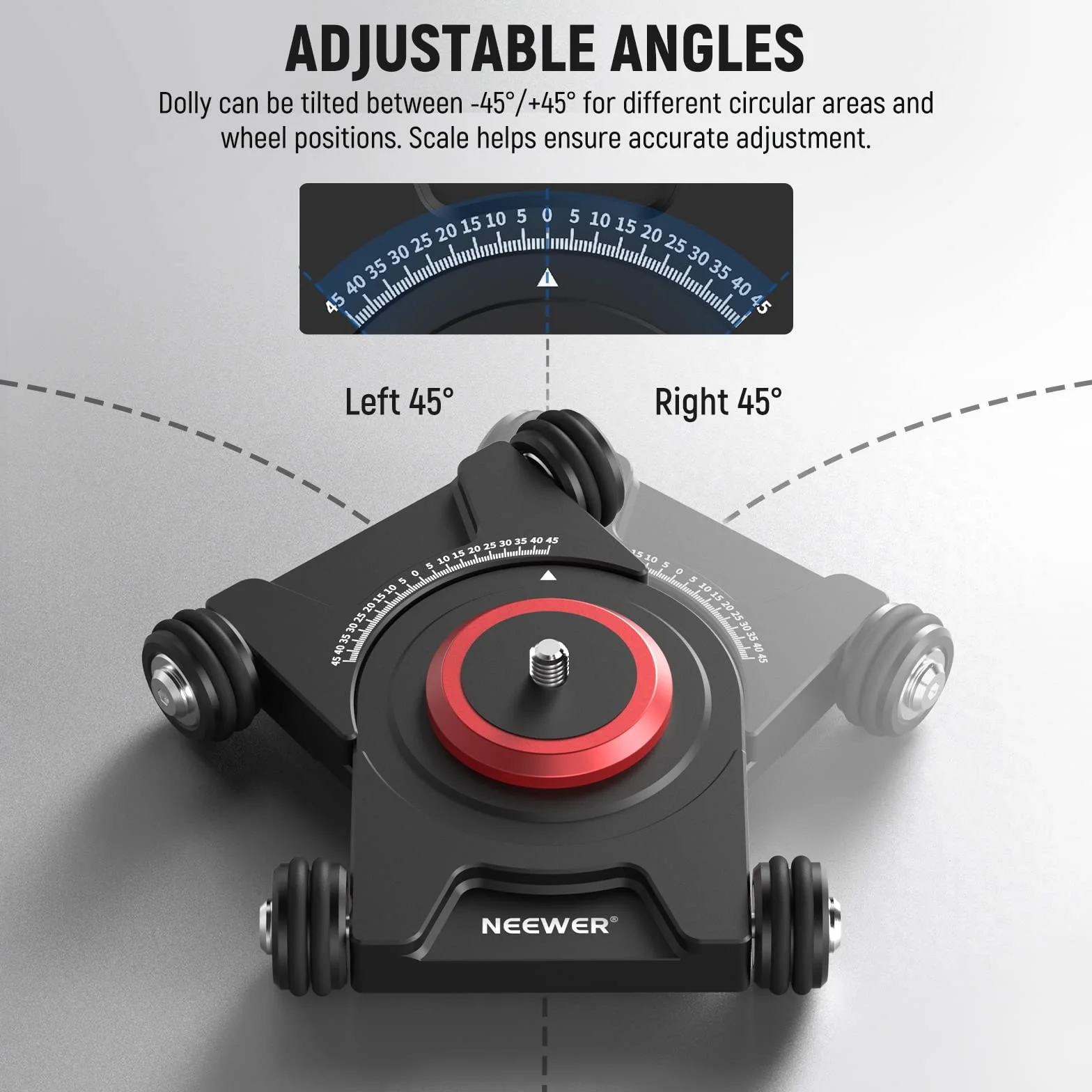 NEEWER Sd001 Slider Dolly kamera z głowicą kulową i zaciskiem do telefonu, 4-kołowy stół Dolly z panoramą 360°, kompatybilny z kamerą bezlusterkową, mini kamerami GoPro iPhone i telefonami komórkowymi