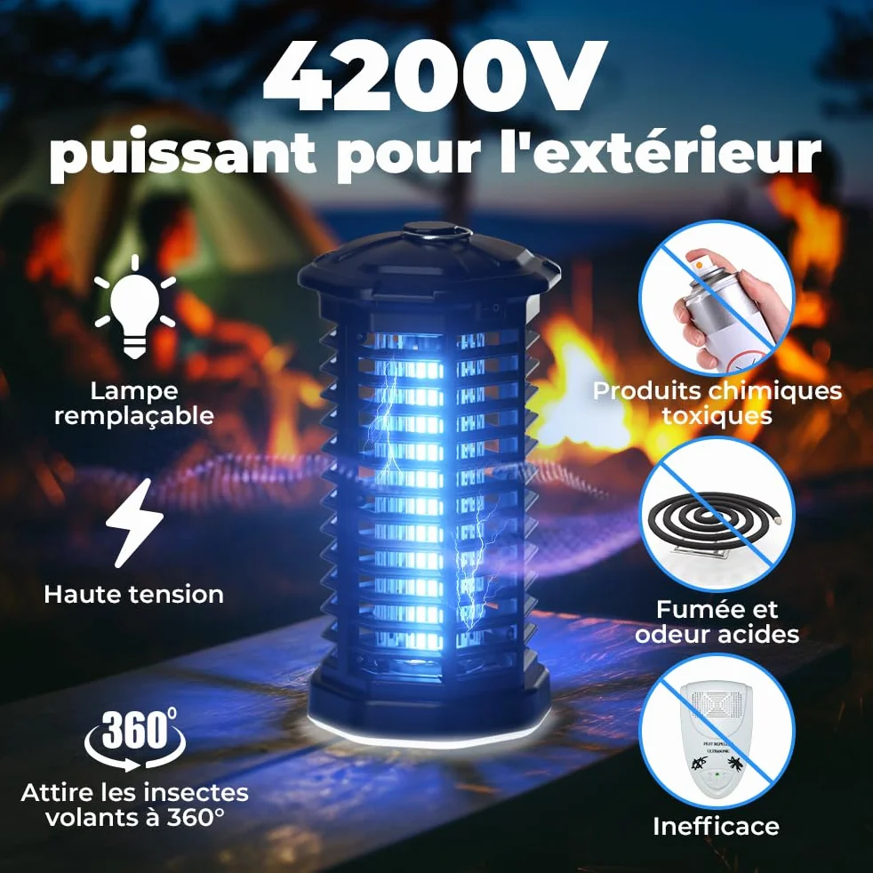 YISSVIC Lampa przeciw komarom 4200 V 15 W UV LED IPX4