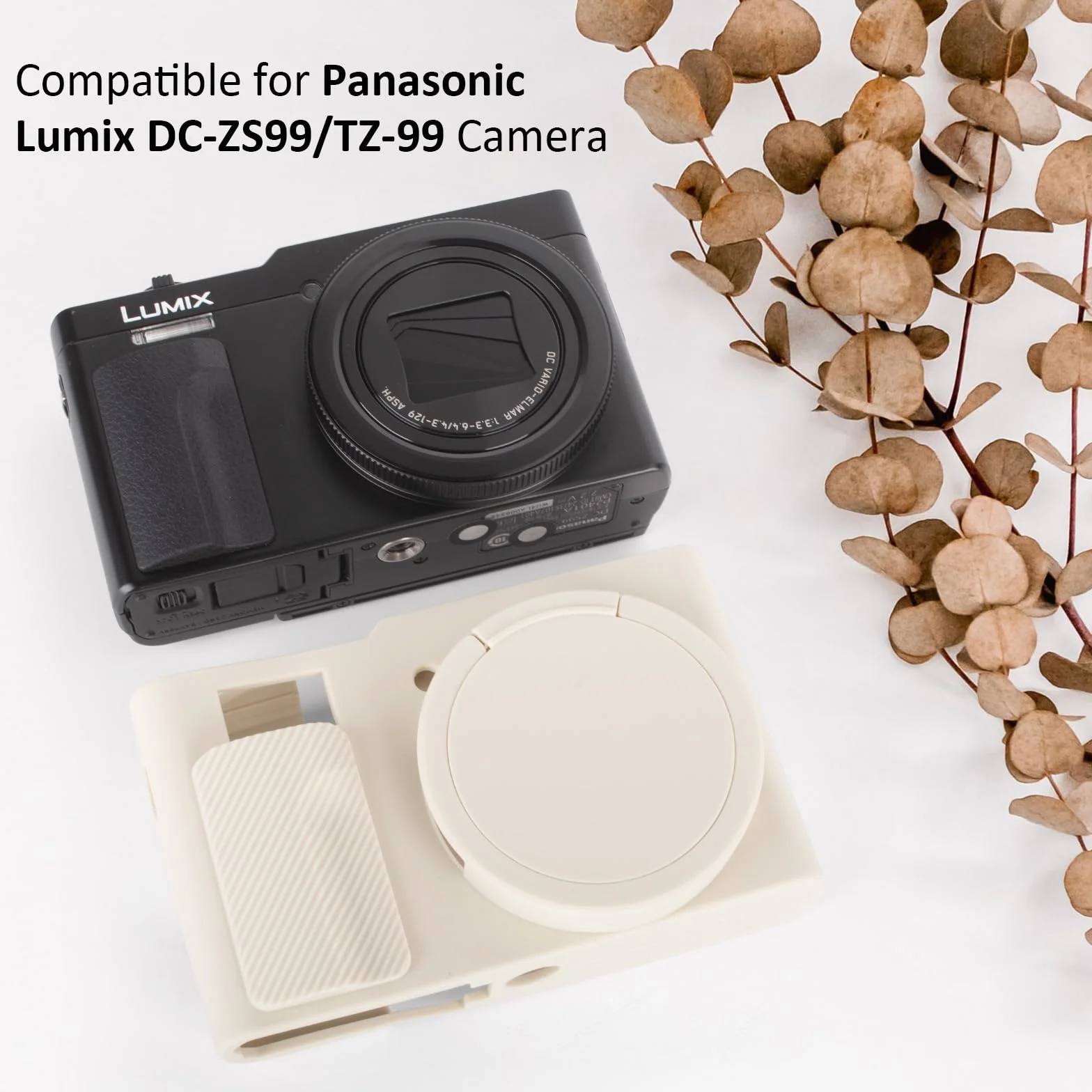 MUZIRI KINOKOO Silikonowe etui kompatybilne z aparatem cyfrowym Panasonic Lumix DC-ZS99 - miękka guma DC-ZS99 pokrowiec ochronny ze zdejmowaną osłoną obiektywu - antypoślizgowe i odporne na