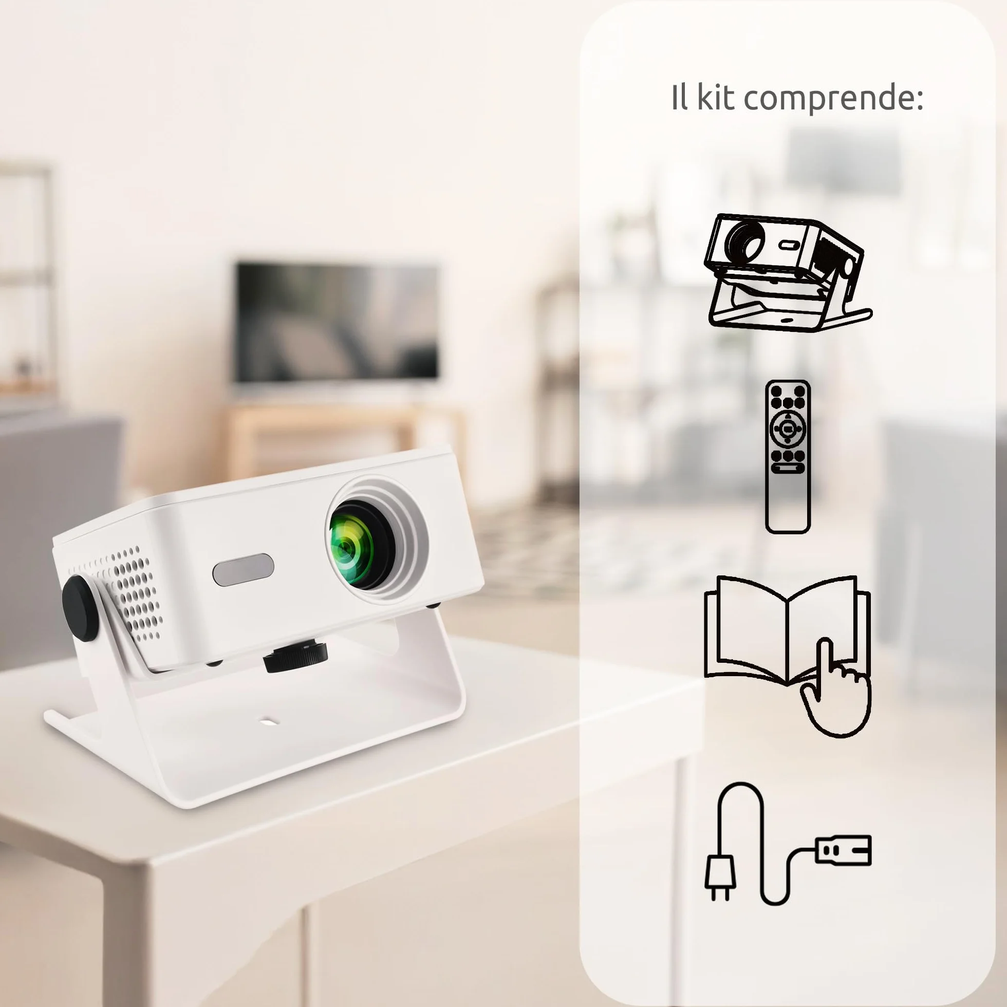 IRRADIO Inteligentny projektor 150 ANSI lumenów, przenośny mini projektor HD Native 720p z systemem Android 13 i Auto Focus, dostęp do aplikacji Streaming, dwuzakresowe WiFi