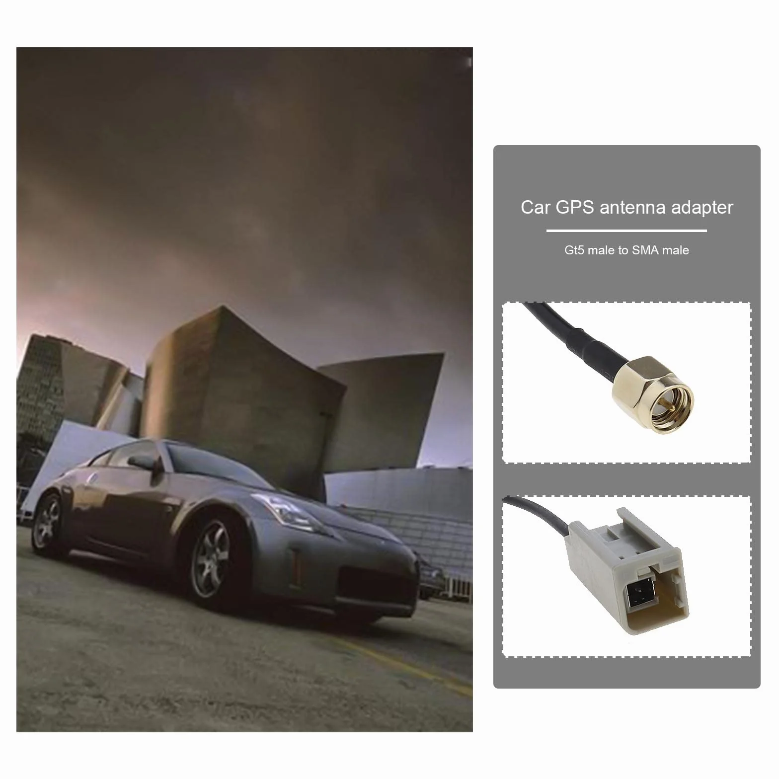 EMSea Adapter anteny samochodowej GT5 wtyczka na wtyk SMA do radia Wi-Fi, bezprzewodowa antena zewnętrzna, radionawigacja GSM, GPS, DAB i DAB +