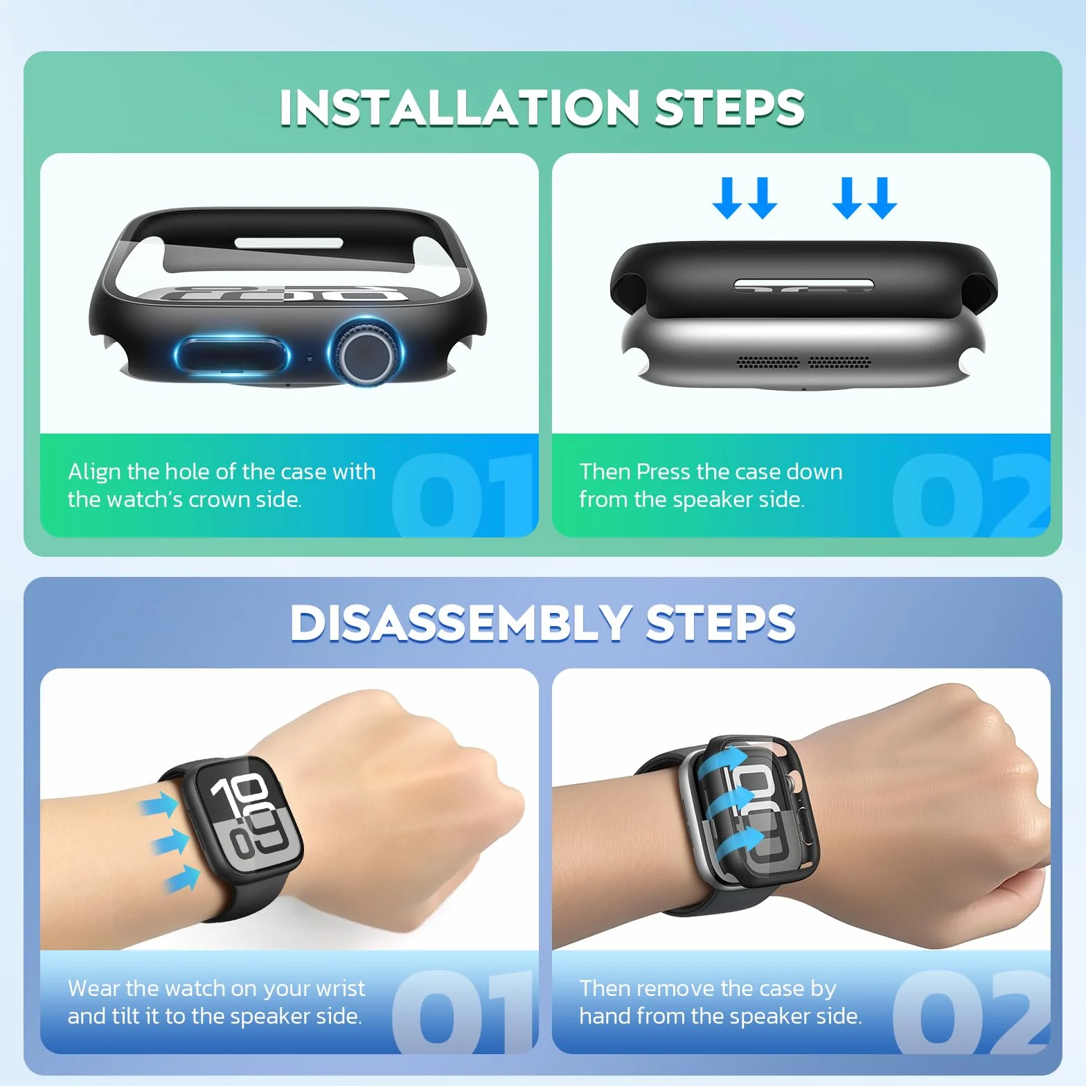 Misxi 2-pak etui PC z osłoną ekranu ze szkła hartowanego, kompatybilne z Apple Watch Series 6 SE Series 5 Series 4 40 mm, ogólnie odporne na wstrząsy etui ochronne do iWatch, 1 czarne + 1, przezroczyste