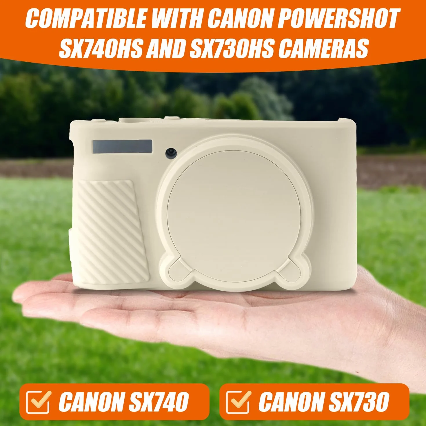 SX730 SX740 Etui na aparat, cienkie silikonowe etui ochronne na aparat fotograficzny kompatybilne z Canon PowerShot SX740 SX730 HS (złamana biel)